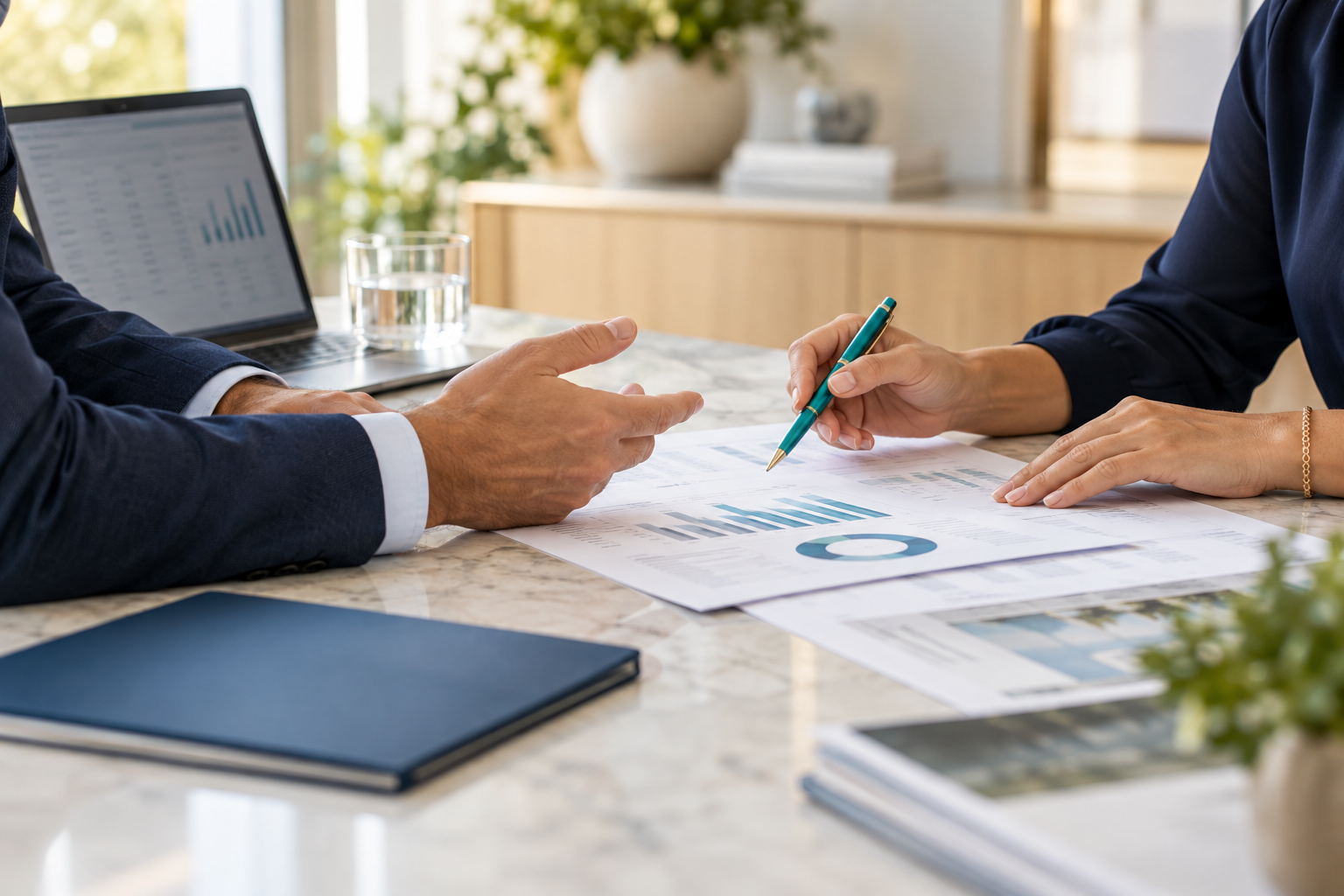 Illustrative professional financial workspace